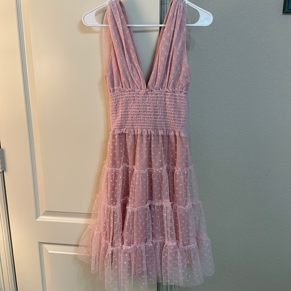 Fun and cute pink tulle polka dot dress! Size M worn once. - Picture 2 of 5